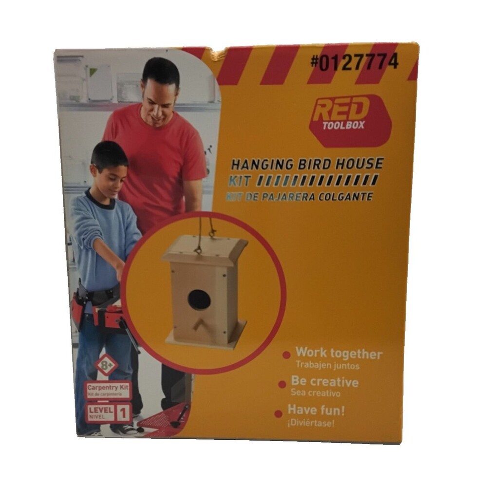New in the Box Red Toolbox Hanging Bird House Woodworking Kit Make Your Own DIY